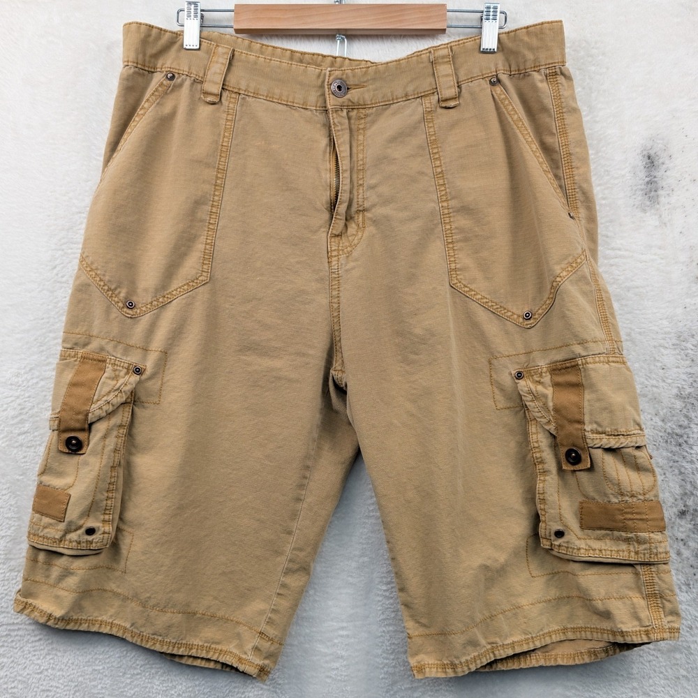 VTG Cloque & Dagger Cargo Shorts Men's 40 Tan Khaki 14.5" Relaxed Ripstop Y2K
